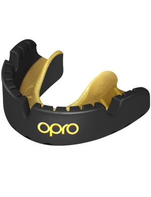 Opro Gold Competition Level (Fixed Braces) Gumshield - Black/Gold